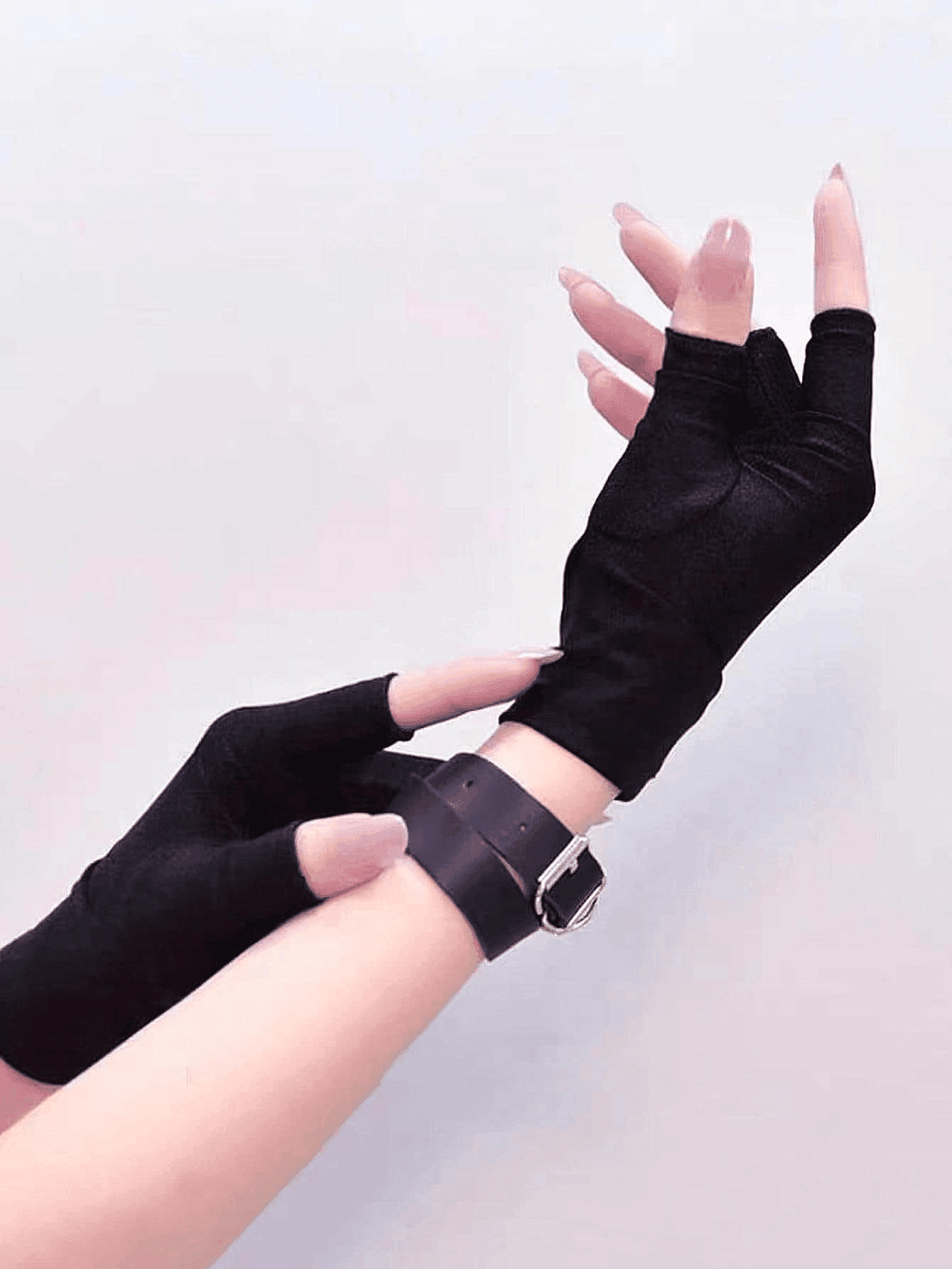 1 Pair Women's Black Gothic Style Fingerless Elastic Gloves, Suitable For Halloween Arm Warmers Autumn Fall Fashion Summer