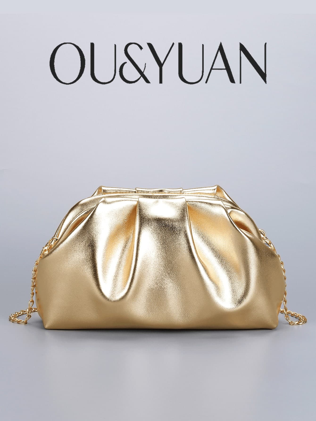 New Pleated Cloud Clutch Bag In Gold, Niche Design, Suitable For Party, Formal Event, Wedding, Date, Shopping