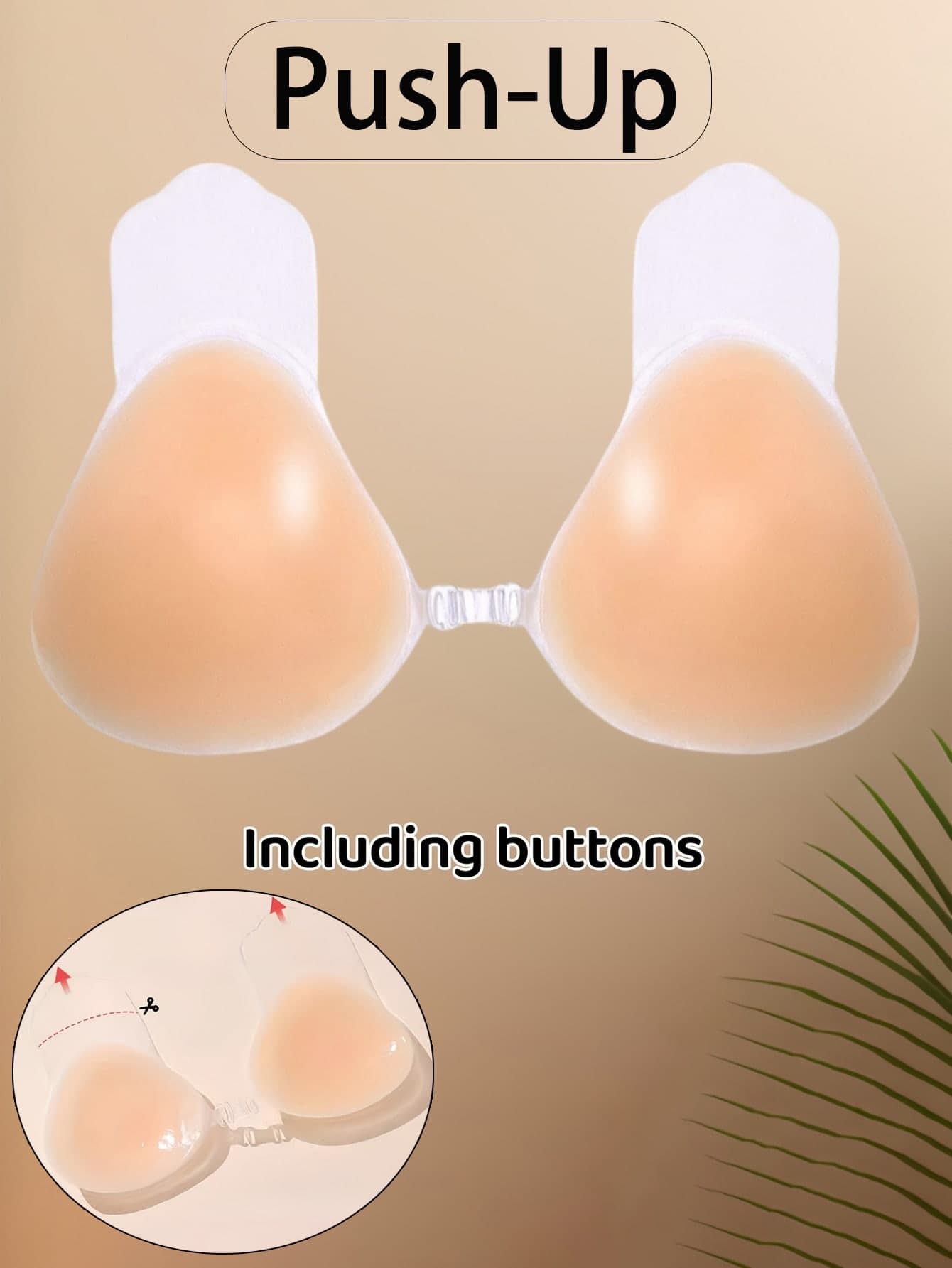 1/2 Pairs Of Silicone Invisible Strapless Bras ,Reusable Lifting Silicone Nipple Covers, Invisible Front Buckle Self-Adhesive Push Up Nipple Pasties, Women's Lingerie & Underwear Accessories