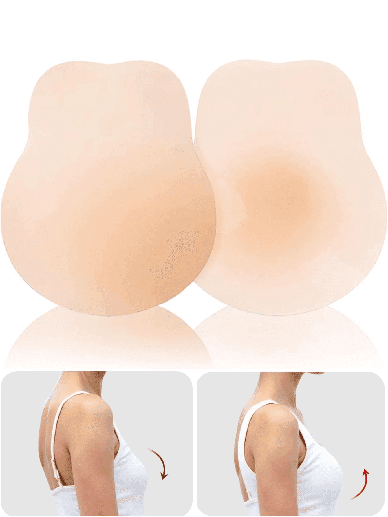 2/1 Pair Of Women's Silicone Adhesive Bras, Adhesive Bra Invisible Nipple Covers With Lifting Function, Suitable For Backless Strapless Dresses, Breathable And Anti-Exposure