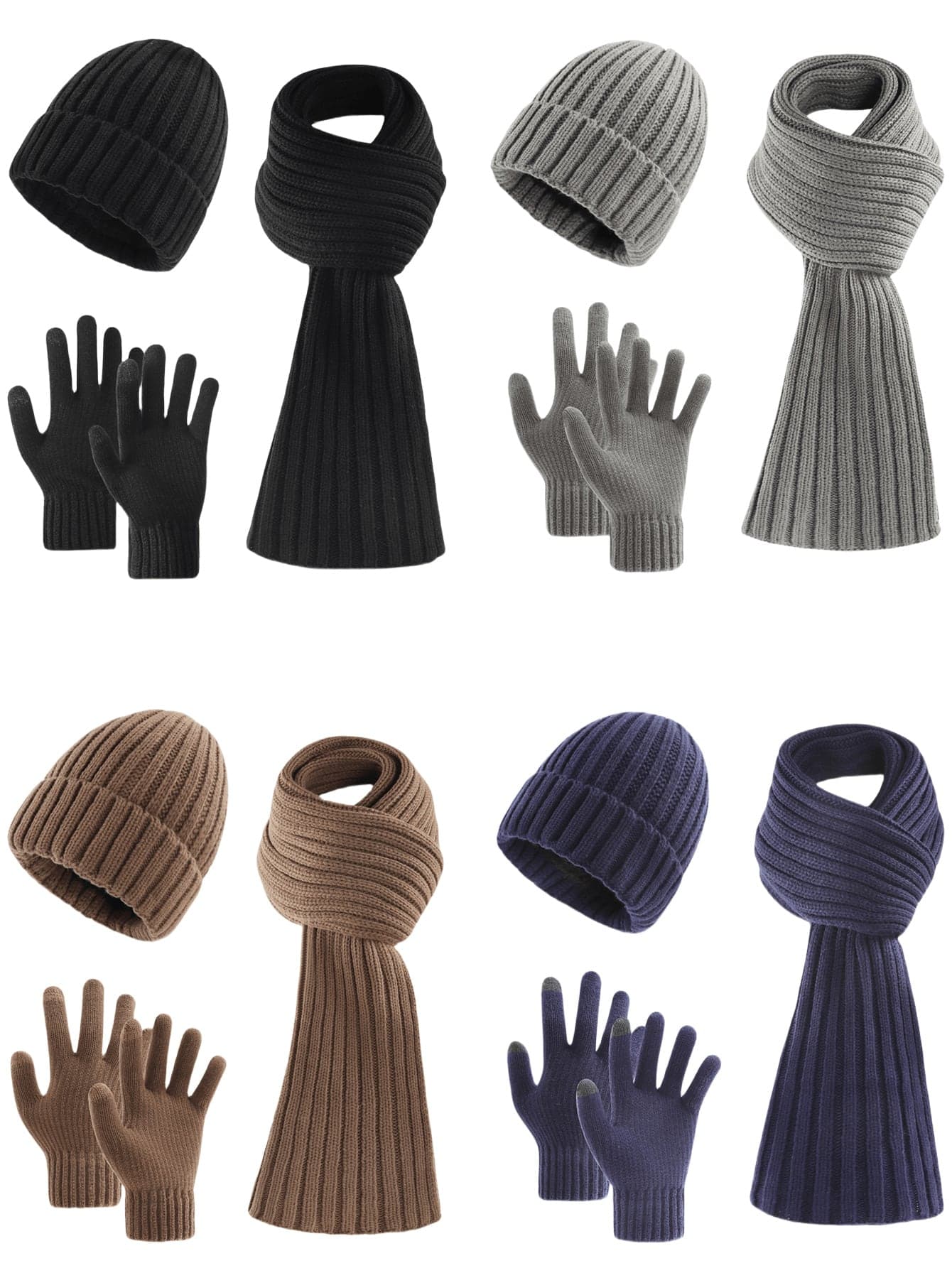 3pcs Men's Fashion Simple Solid & Striped Knit Beanie Hat, Scarf And Gloves Set, Warm Outdoor Sports Casual Travel Accessories For Autumn/Winter (Perfect Gift For Husband Or Boyfriend) Winter Warm,Summer,Beach,Holiday,Festival