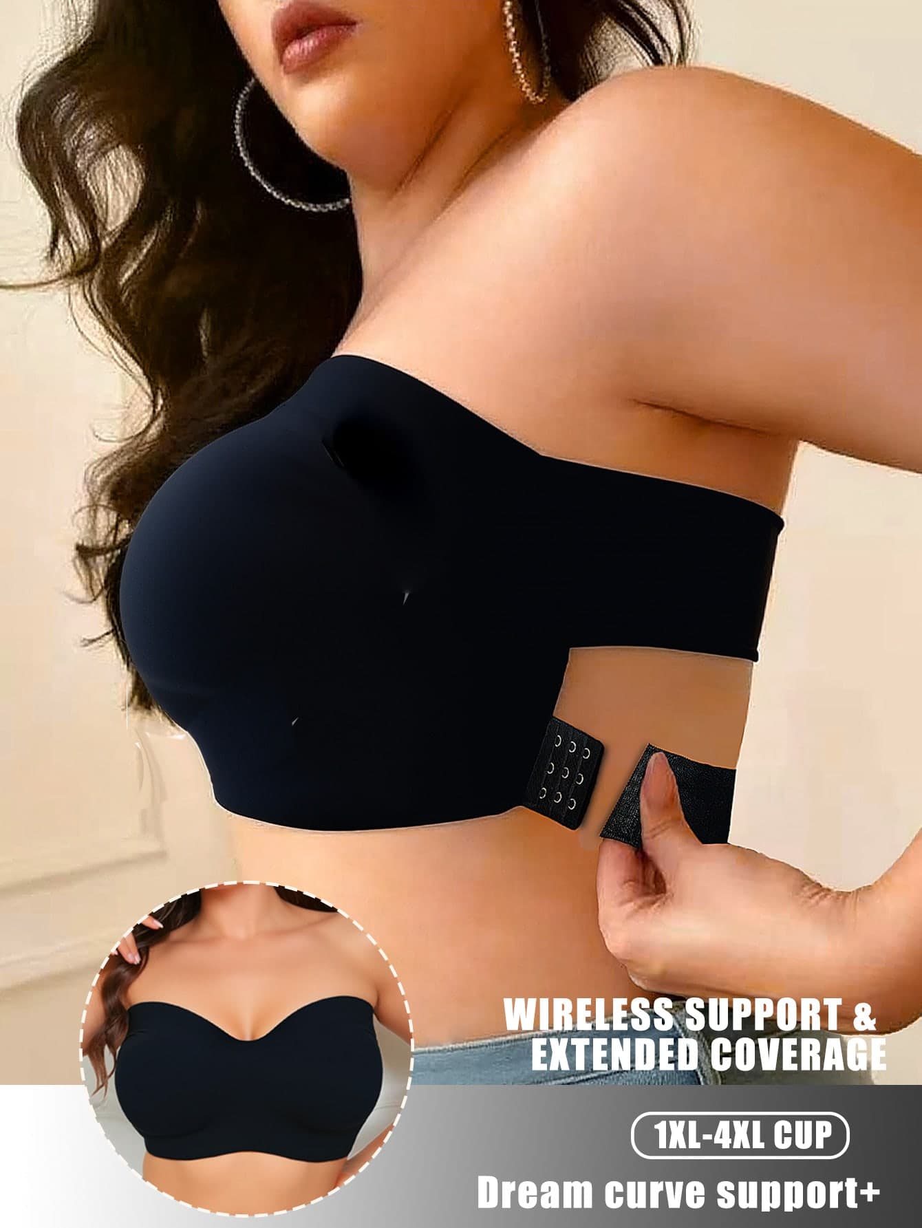 1pc Plus Size Backless Criss-Cross Design Bra