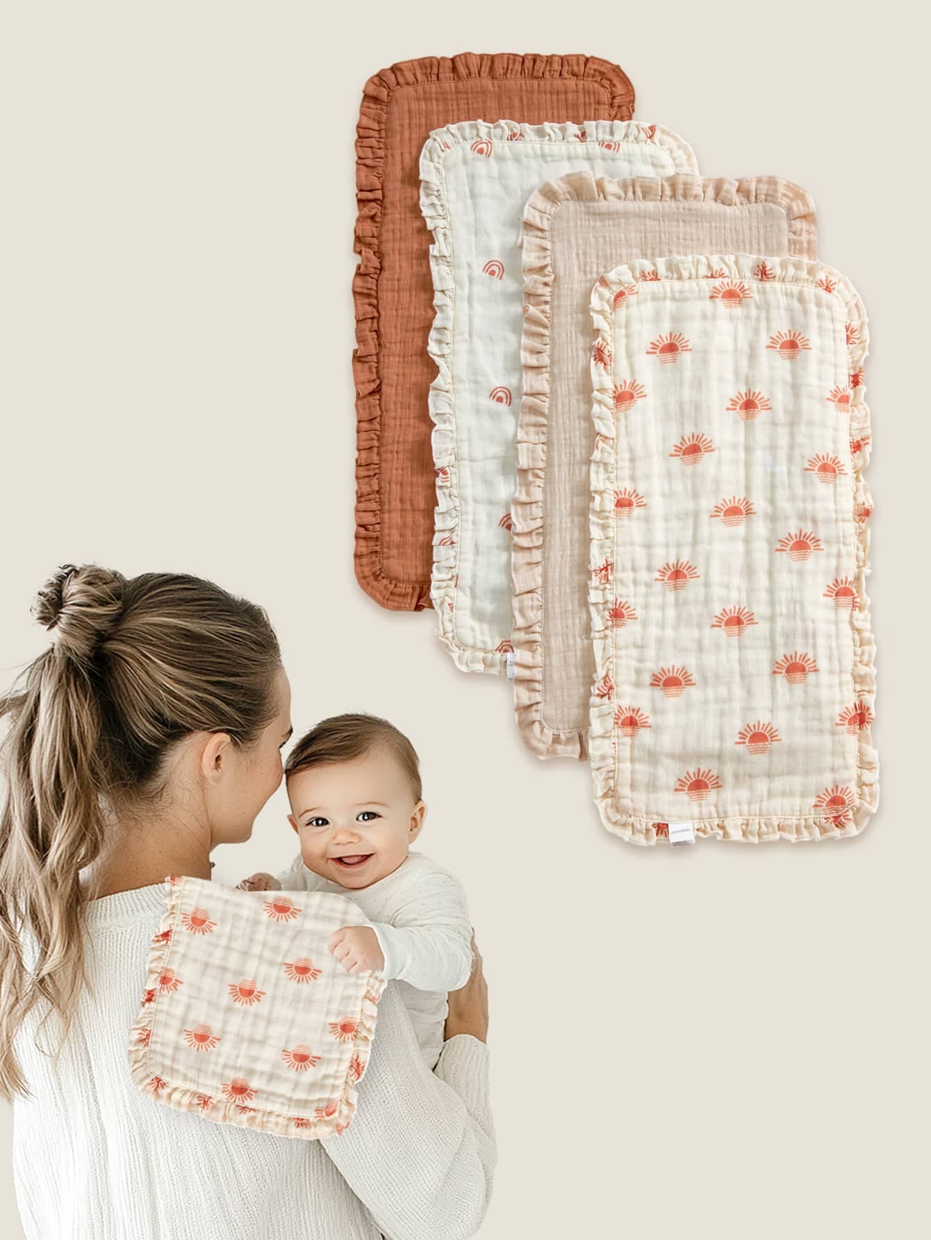 2pcs Soft & Lightweight Comfortable Style, Lace Bibs & Burp Cloths, Suitable For All Seasons, Newborn Baby Care, Oeko-Tex Certified