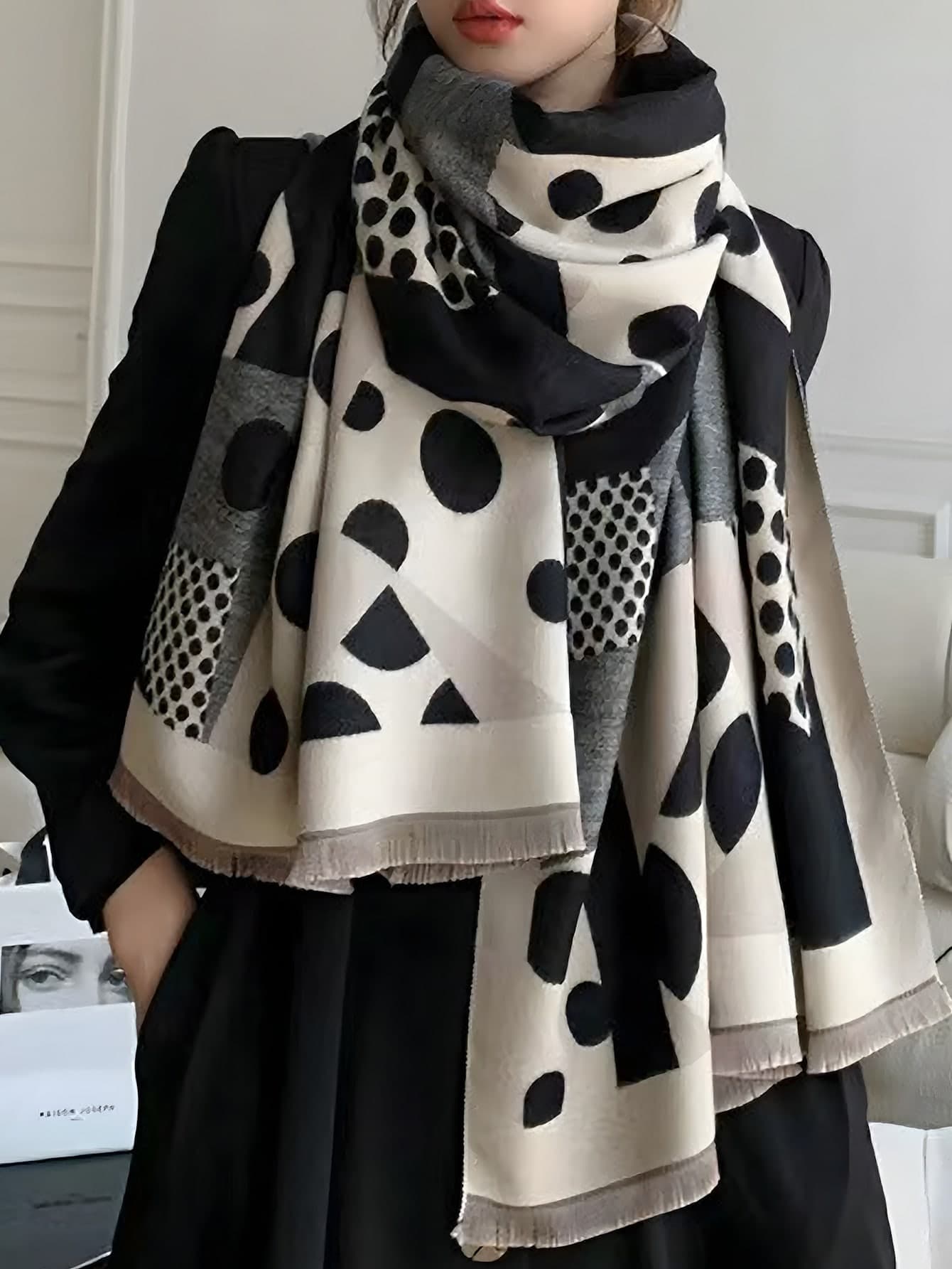 Women's Scarf For Autumn/Winter, Korean Style Versatile Thick Warm Shawl, Reversible Large Office Use Long Scarf, New