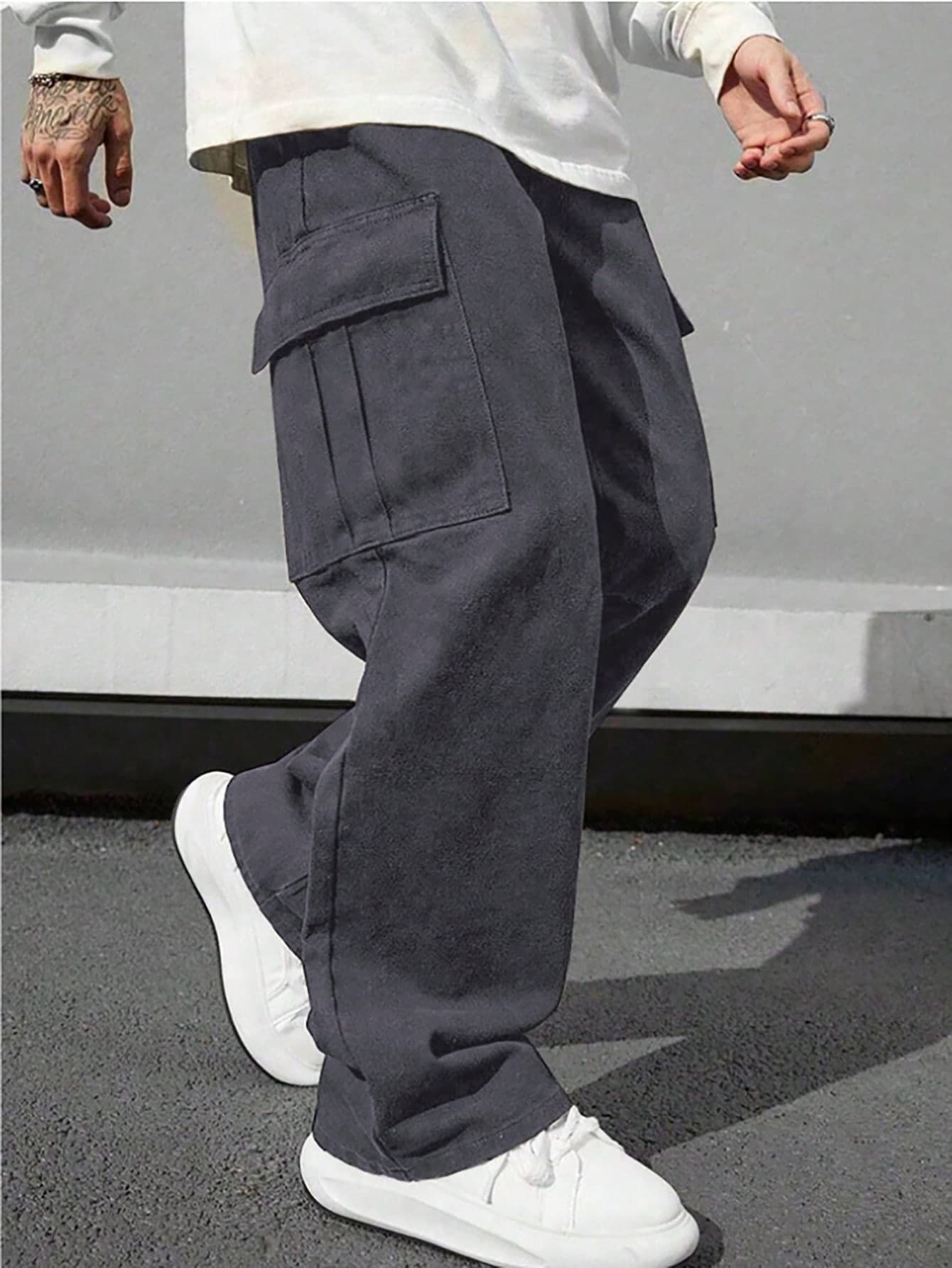 1pc Teen Boy Casual Sports Outdoor Polyester Cargo Pants With Large Pockets, Spring ,Summer& Autumn, For Back To School,Lightweight Style,Thin Fabric