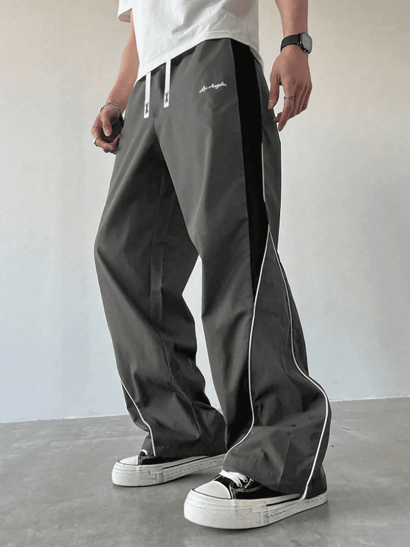 1-Pack Teen Boys Casual Solid Color Drawstring Cargo Pants, Daily Streetwear Teen Boys Cargo Pants, Lightweight Polyester Fabric