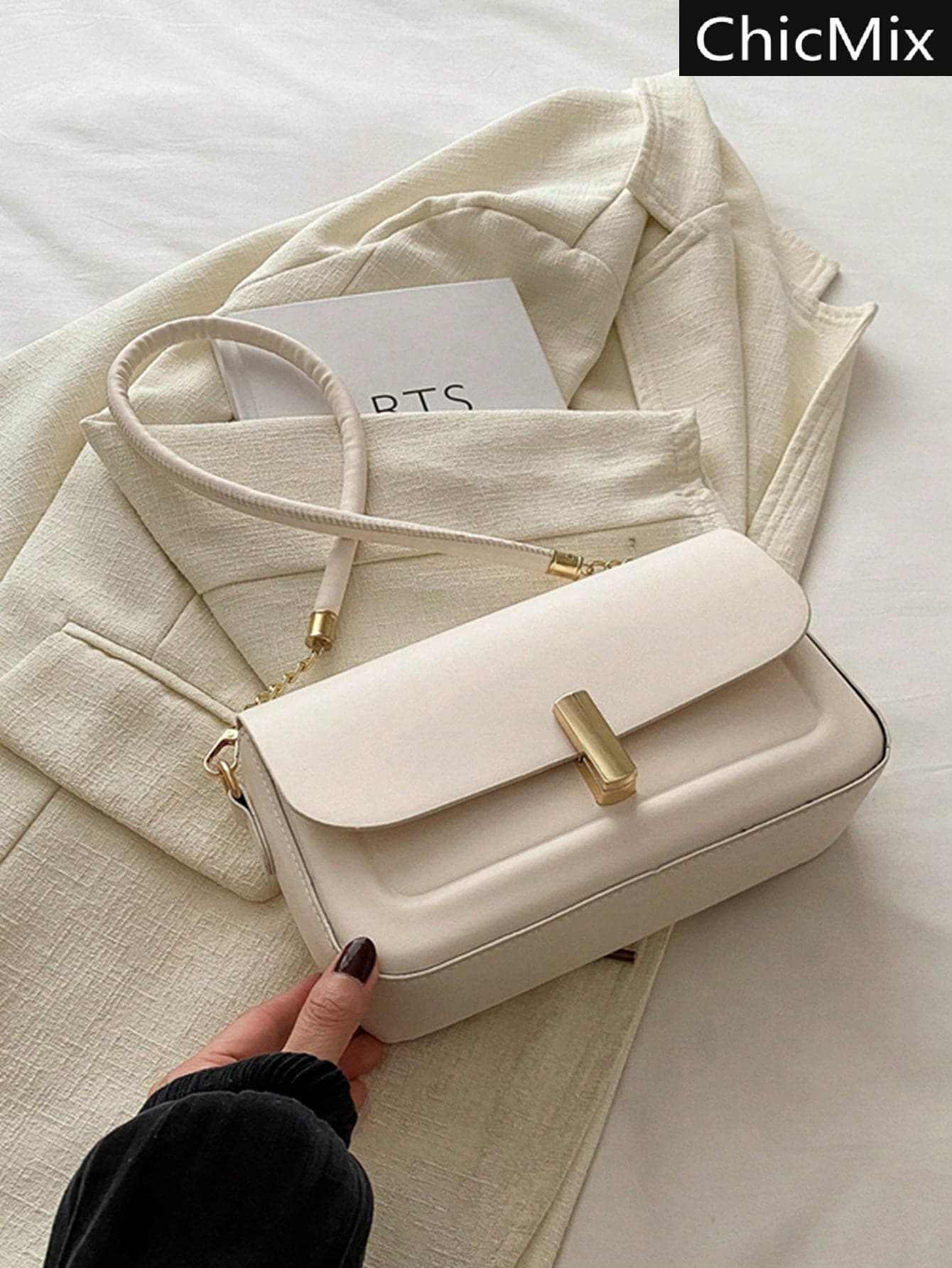 This Fashionable, Casual And Minimalist Underarm Flip-Cover Shoulder Bag Is Suitable For Shopping, Carrying Wallets, And Is Especially Suitable For Young Women, College Students, Career Starters And White-Collar Workers. It Is Very Suitable For Office, University, Work, Business, Commuting, Outdoor, Travel And Hiking Occasions, And Is A Small And Exquisite Bag., Cream Bag