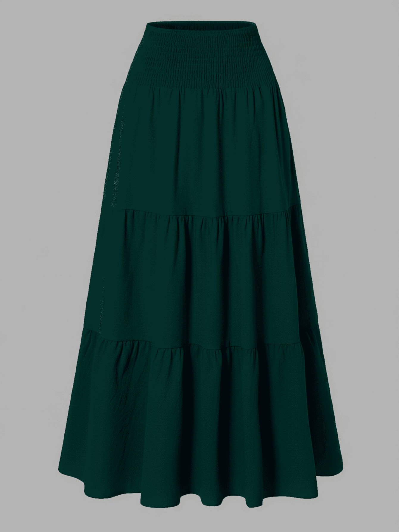 Women's Solid Color Minimalist Versatile Ruffle Hem Bubble Crinkle Feeling Semi-Sheer Skirt Summer