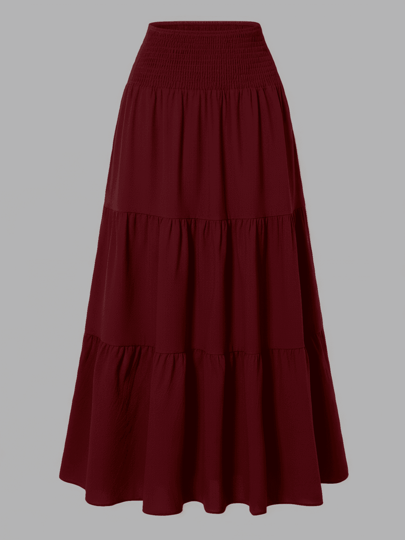 Women's Solid Color Minimalist Versatile Ruffle Hem Bubble Crinkle Feeling Semi-Sheer Skirt Summer