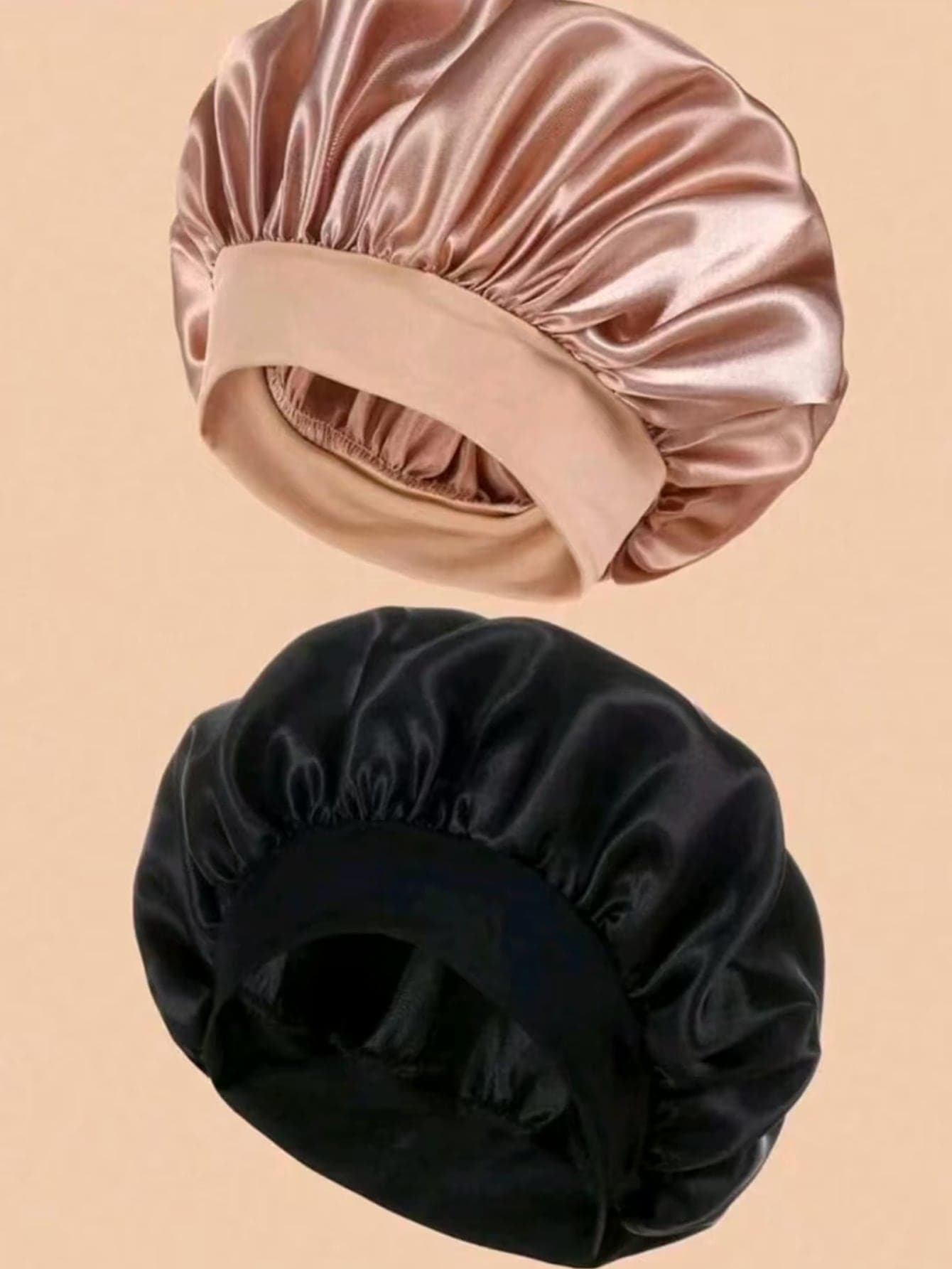 2pcs/1pc Silk Sleep Cap, Satin Sleep Hat, Soft Elastic Silk Hair Bonnet, Suitable For Curly Hair