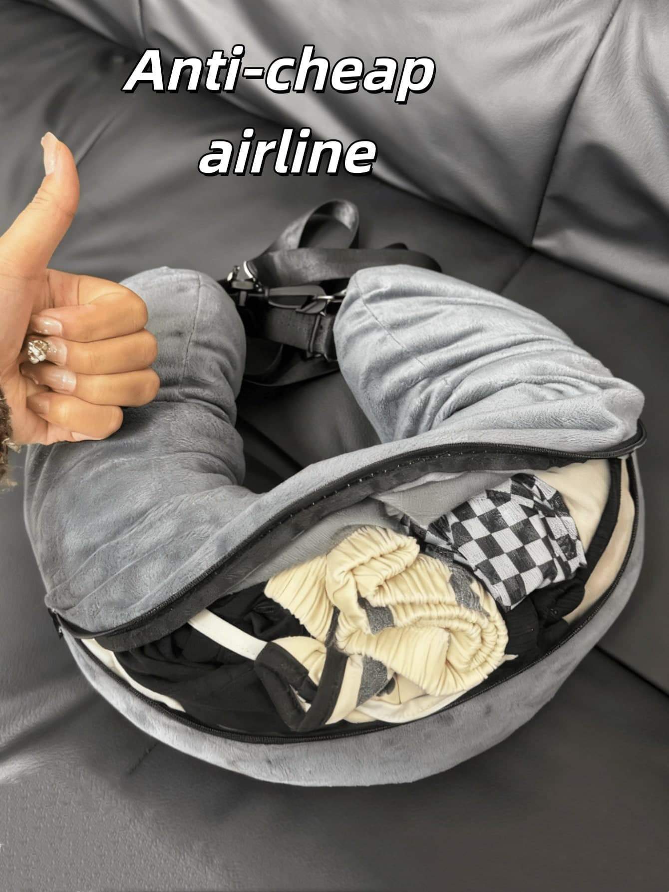 Low Cost Airline U-Shaped Pillow, Can Be Stuffed With Clothes, Portable Travel, Long Flight Storage, U-Shaped Pillow Case, Empty Bag. Soft Plush Travel Headrest, Can Be Stuffed With Clothes, Luggage Or Other Items; Multi-Functional Outdoor U-Shaped Portable Headrest, Flight Essentials, Aeroplane Essentials, Travel Essentials Holiday