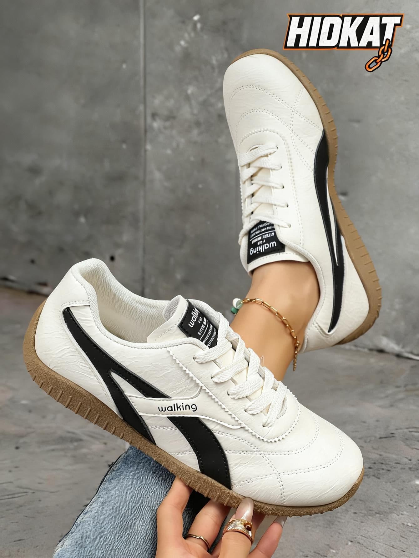 Hidkat Women's Summer Casual Flat Soft Bottom Non-Slip Splicing Color Outdoor Sports Shoes, Suitable For Spring And Autumn