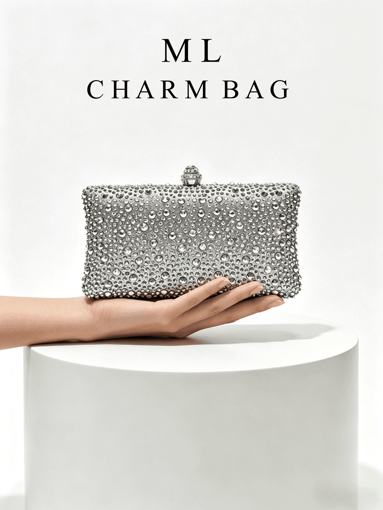 Women's Silver Rhinestone Clutch Bag, Luxury Shiny Evening Handbag With Chain Strap, Formal Party Crossbody Bag For Prom, Wedding, Cocktail Party And Other Formal Occasions
