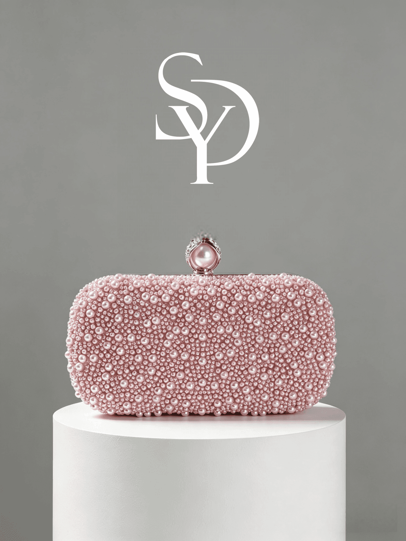 Elegant Pink Pearl Evening Clutch Bag, Women's Luxury Rhinestone Wedding Party Prom Handbag,Bride