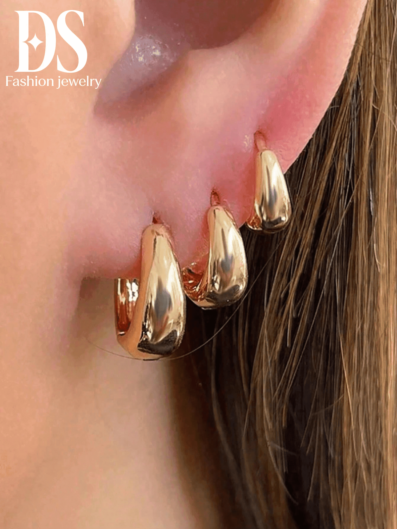 6pcs/Set European And American Style Multi-Piece Ear Clip Set, Copper Material Women's Jewelry Simple Hoop Earrings For Women Four Seasons Casual Wear