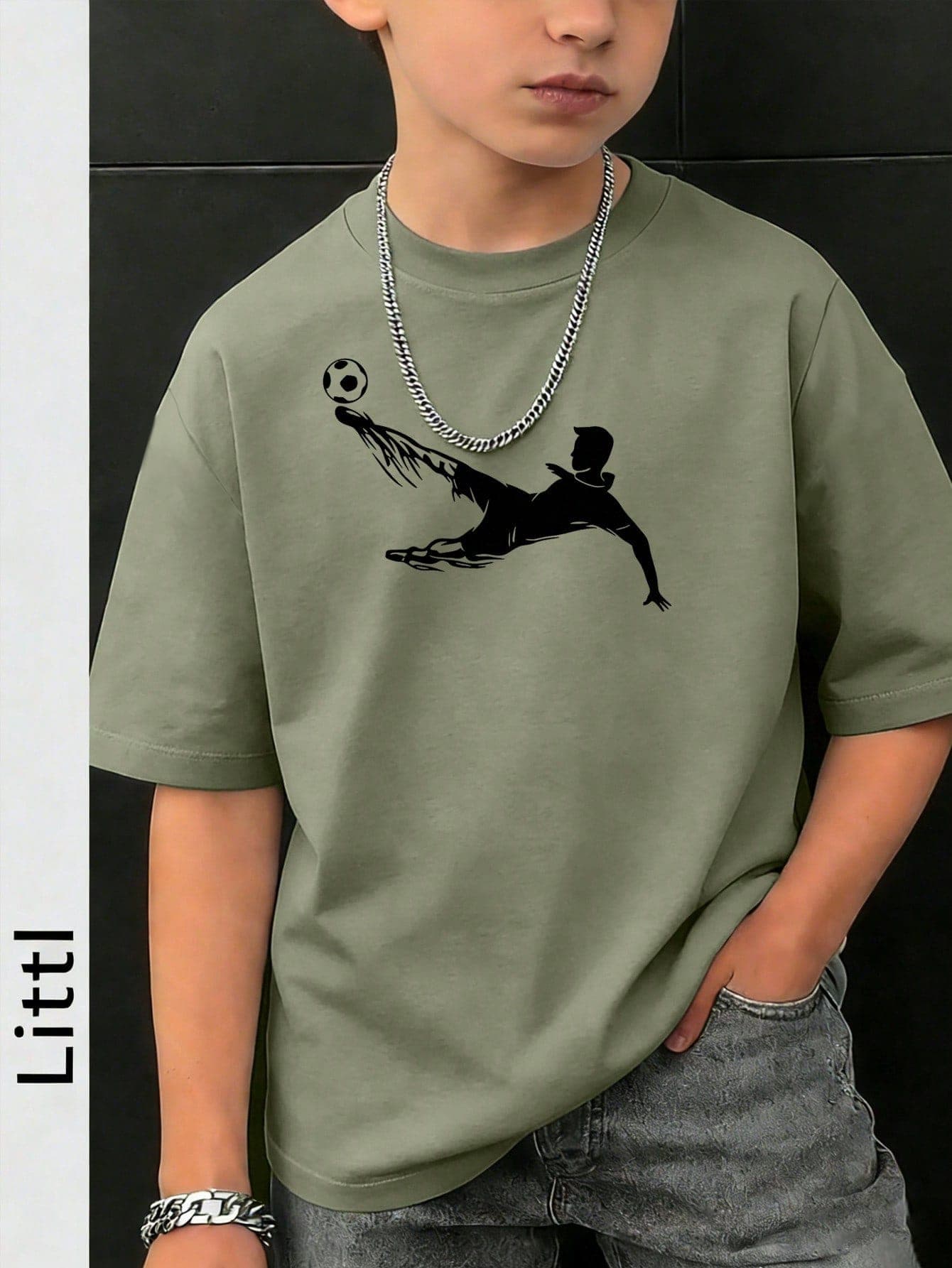 Boys' World Cup Soccer Print Loose T-Shirt, Summer Breathable Short Sleeve Sports Top