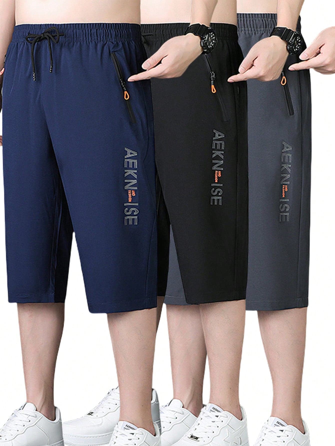 Men's Quick-Dry Breathable 3/4 Shorts For Sports, Outdoor, Running, Cycling, Casual Wear