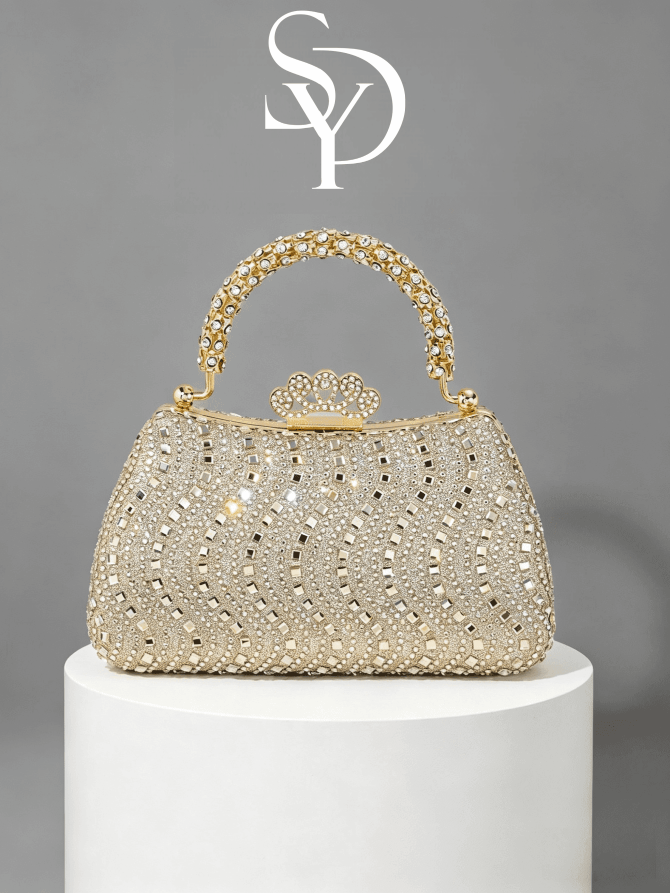 Luxury Sparkling Crystal Handbag, Elegant Gold Evening Clutch Purse, Perfect For Weddings, Bridal Parties And Formal Occasions