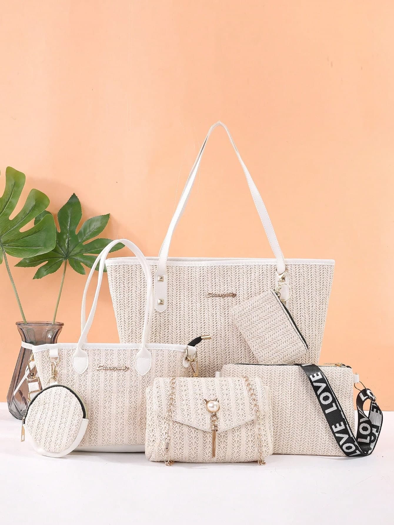 Women's Handbag Set - Shoulder Bag, Crossbody Bag, Tote Bag! Unique Rhombus Pattern, Material With Large Capacity And Elegant Design, New Cross-Border Fashion, Easy To Look Stylish.