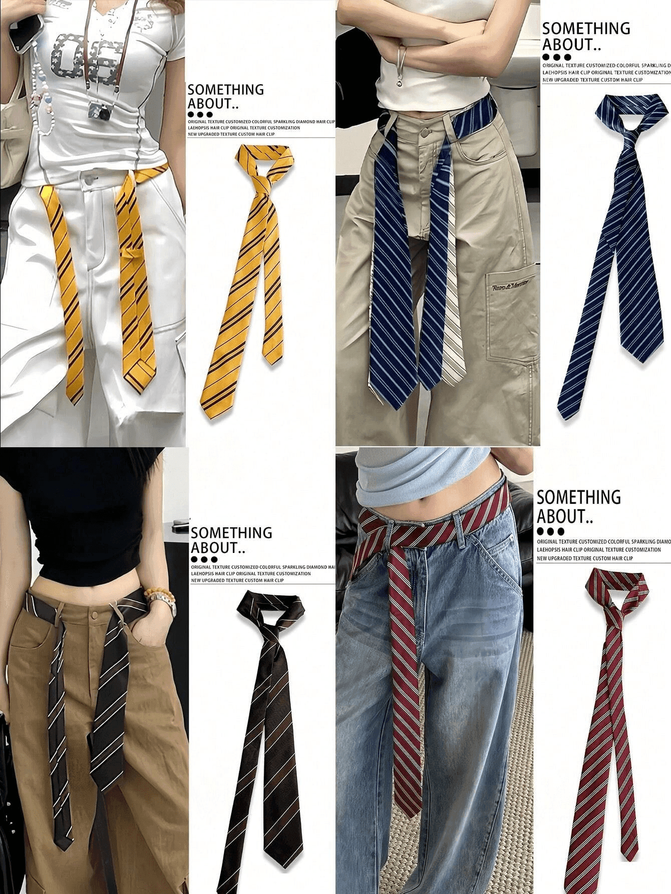 1pc Retro Striped Tie, Y2K Waist Belt, Women's Punk New High-End Versatile Denim Waist Rope Accessory