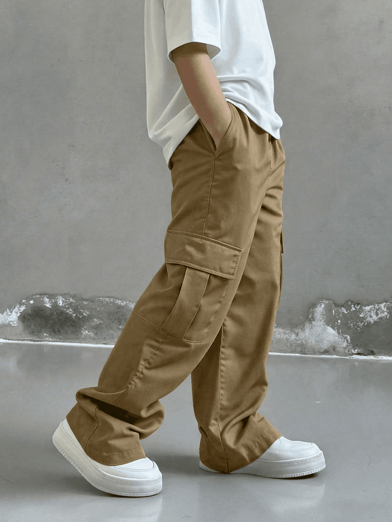 1pc Tween Boys Fashion Versatile Casual Comfortable Streetwear Preppy Vacation Daily Handsome Commute Home Stain-Resistant Soft Multi-Pocket Straight Leg Cargo Pants Spring Summer Autumn