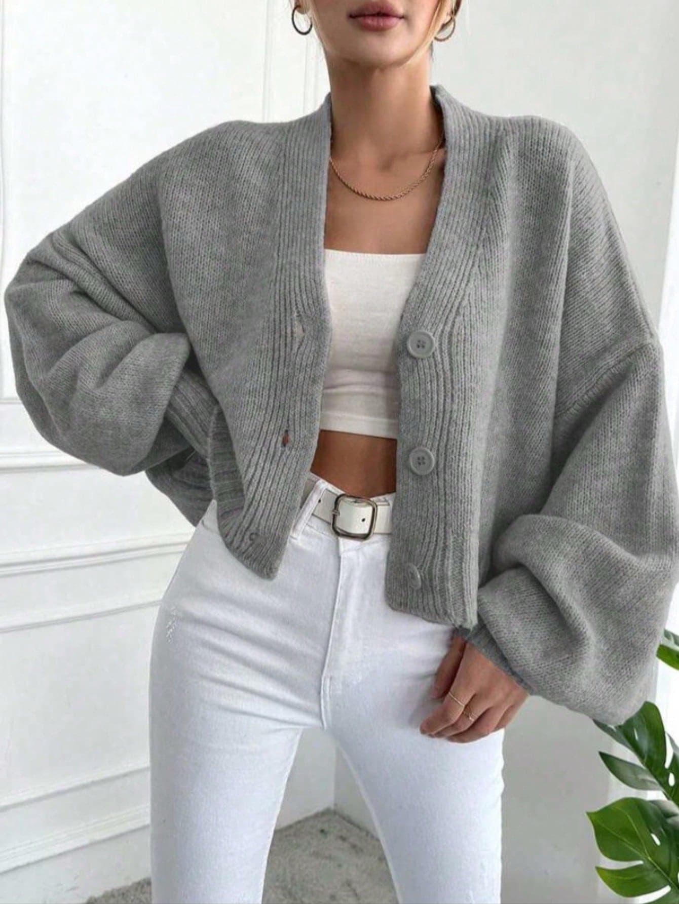 2025 European And American Style Spring/Autumn/Winter New Versatile Loose Short Sleeve Knit Long Sleeve Sweater Cardigan Outerwear For Women