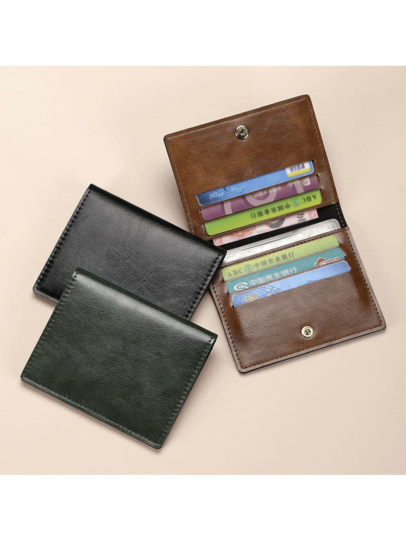 Leather Ultra-Thin Anti-Demagnetization Card Holder, Unisex Compact Card Wallet, Portable Card Sleeve For Bank Cards, IDs, Driver's Licenses, Small Wallet