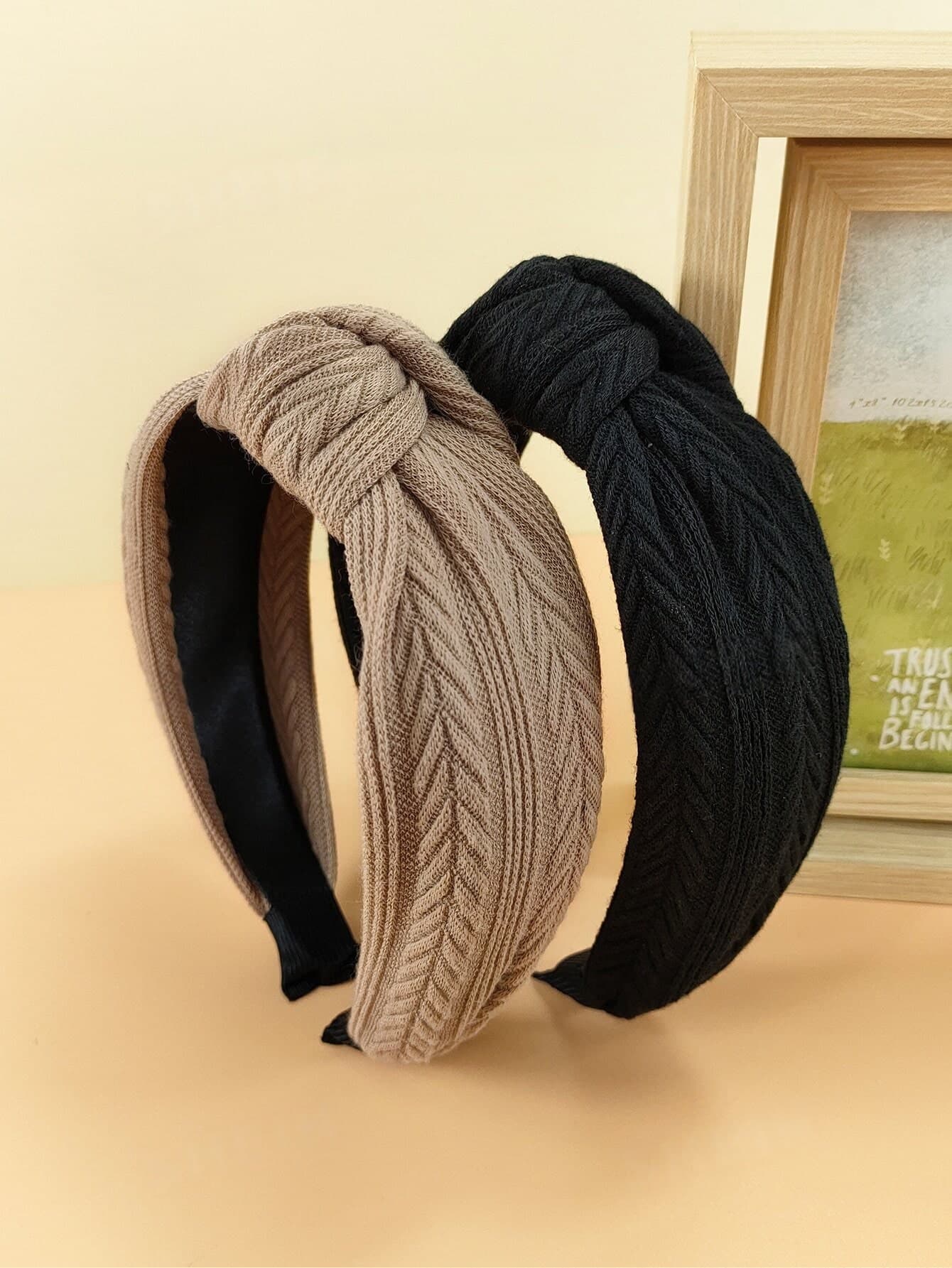 2pcs/1pc Women's Fashion Premium Striped Knitted Headband