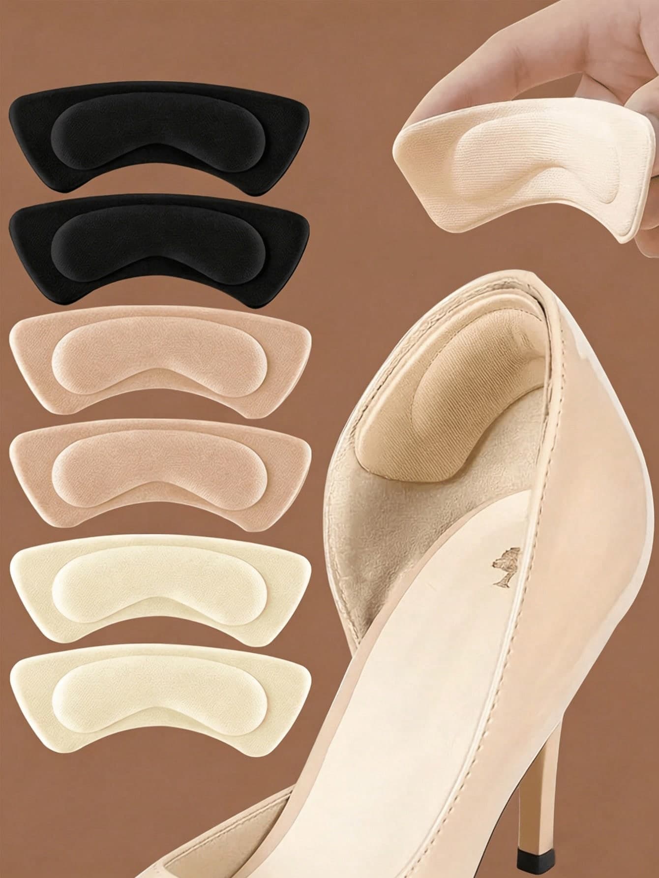 Thick Cushioned Self-Adhesive Heel Pads, Anti-Slip Shock-Absorbing Foam Insoles Suitable For High Heels, Boots, Dress Shoes, Soft And Comfortable For Long-Term Walking And Standing, Anti-Slip And Blister-Preventing