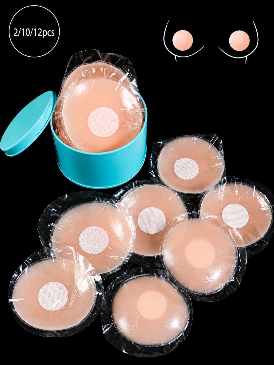 2/10/12pcs Silicone Nipple Cover Reusable Women Breast Petals Lift Invisible Bras Pasties Bra Padding Sticker Patch Adhesive Pads