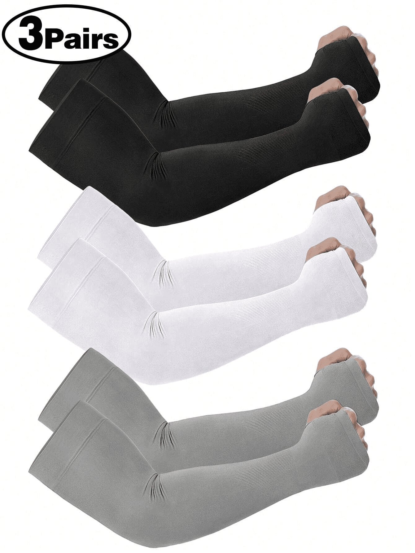 3/2/1 2 Packs Neutral Arm Warmers, Unisex Sports Sleeves With UV Sun Protection, Hand Coverage & Support, Suitable For Running, Fishing,