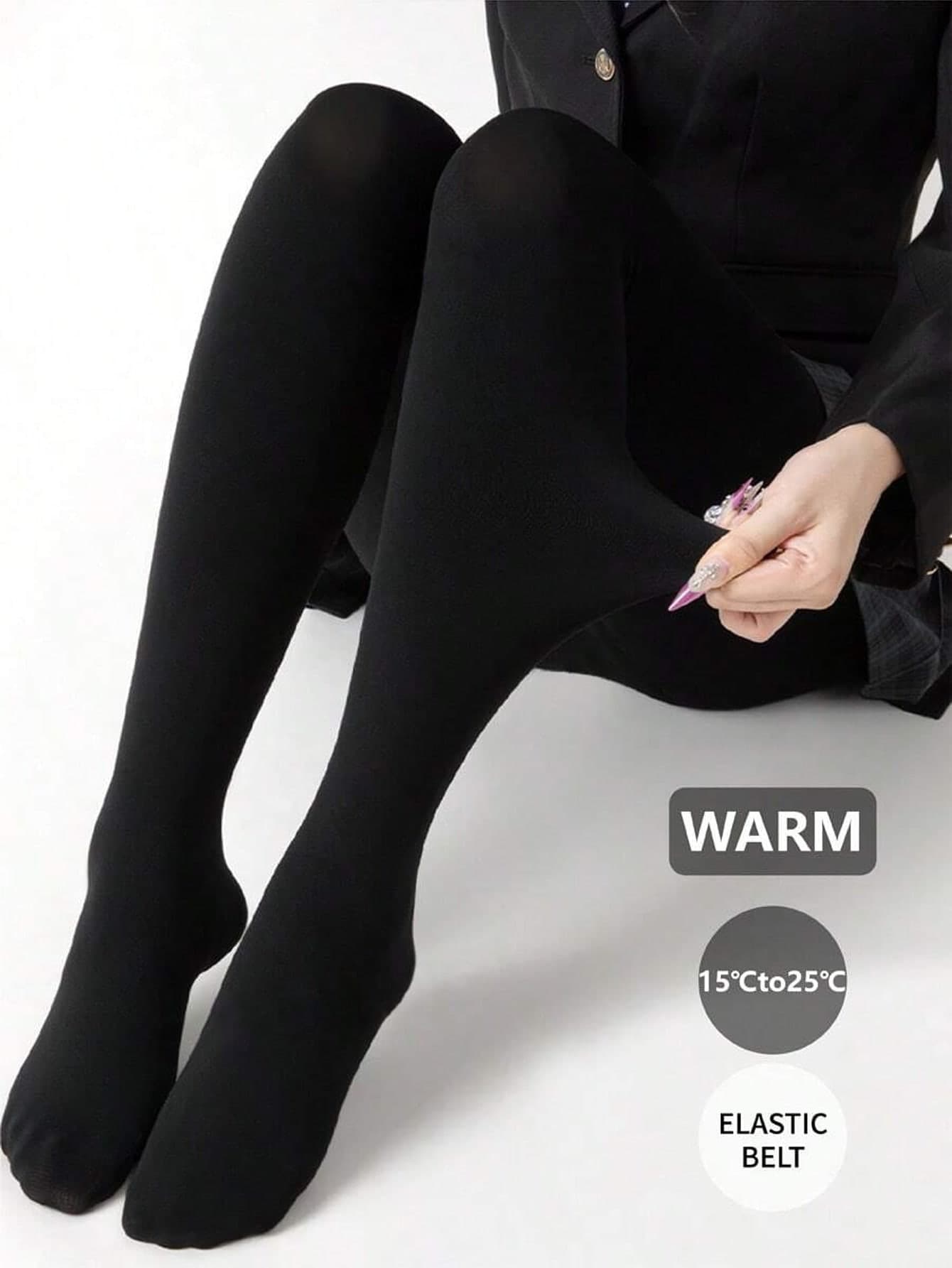 1pc Women's 120D Burgundy Velvet Opaque Thin Warm Tights, Elegant Autumn/Winter Style