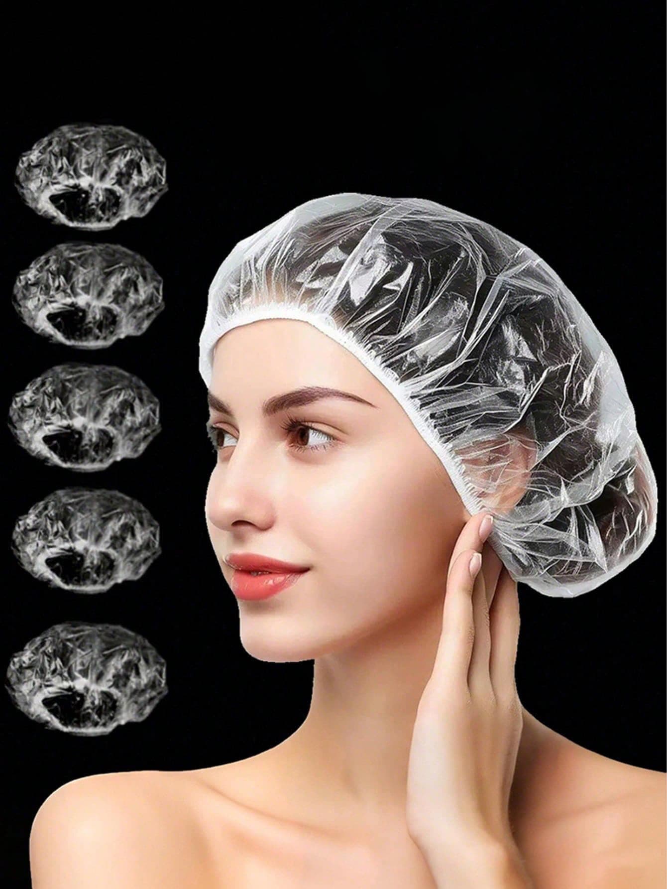 50/100pcs Disposable Plastic Shower Caps, Waterproof Shower Head Covers, Beauty Dye & Dust Proof Hair Covers, For Kitchen, Hotel, Salon, Bathroom, Kitchen Supplies, Cleaning Protection (Pink, White, Yellow, Blue), Back To School Season