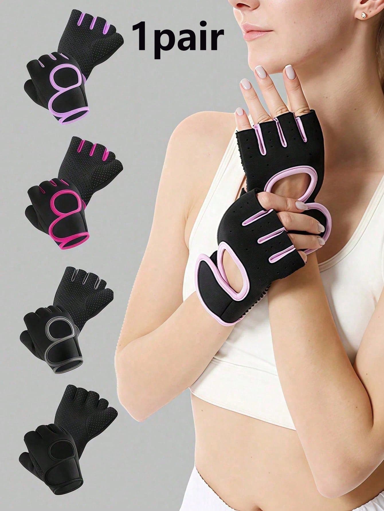 1pair Unisex Half Finger Fitness Gloves, Anti-Slip Breathable Cycling Gloves, Ultra-Light Weight Lifting Gloves, Shock-Absorbing Palm Protection Sports Gloves, Full Palm Workout Gloves, Training, Sports, Gym, Cycling And Other Occasions