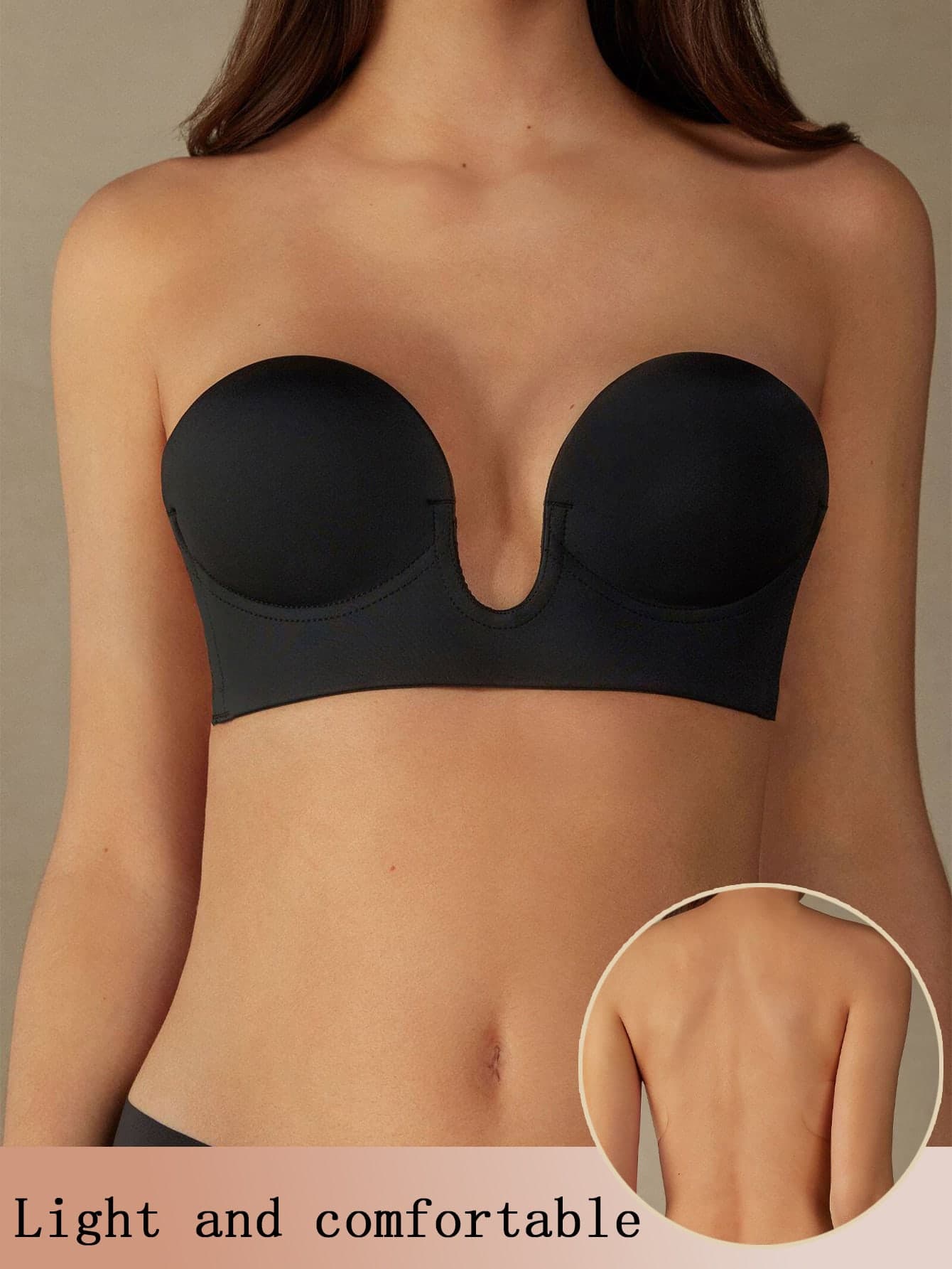 1pc Women's Deep U-Neck Adhesive Bra, Invisible Comfortable With Good Coverage, Reusable 3-4 Times, Suitable For Wedding Dress Photography And More