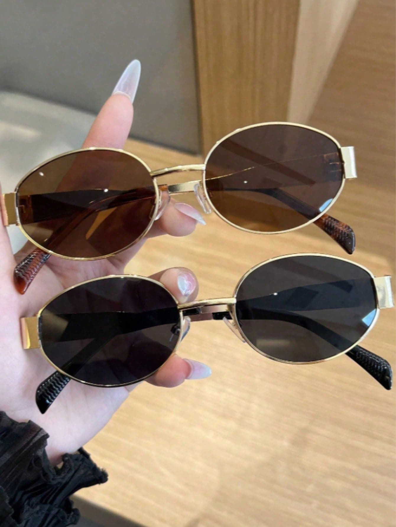 1/2 Pair Vintage Oval Metal Frame Glasses, Fashionable Versatile Decorative Lenses, Suitable For Street Photography, Public Transportation And Daily Wear, Unisex