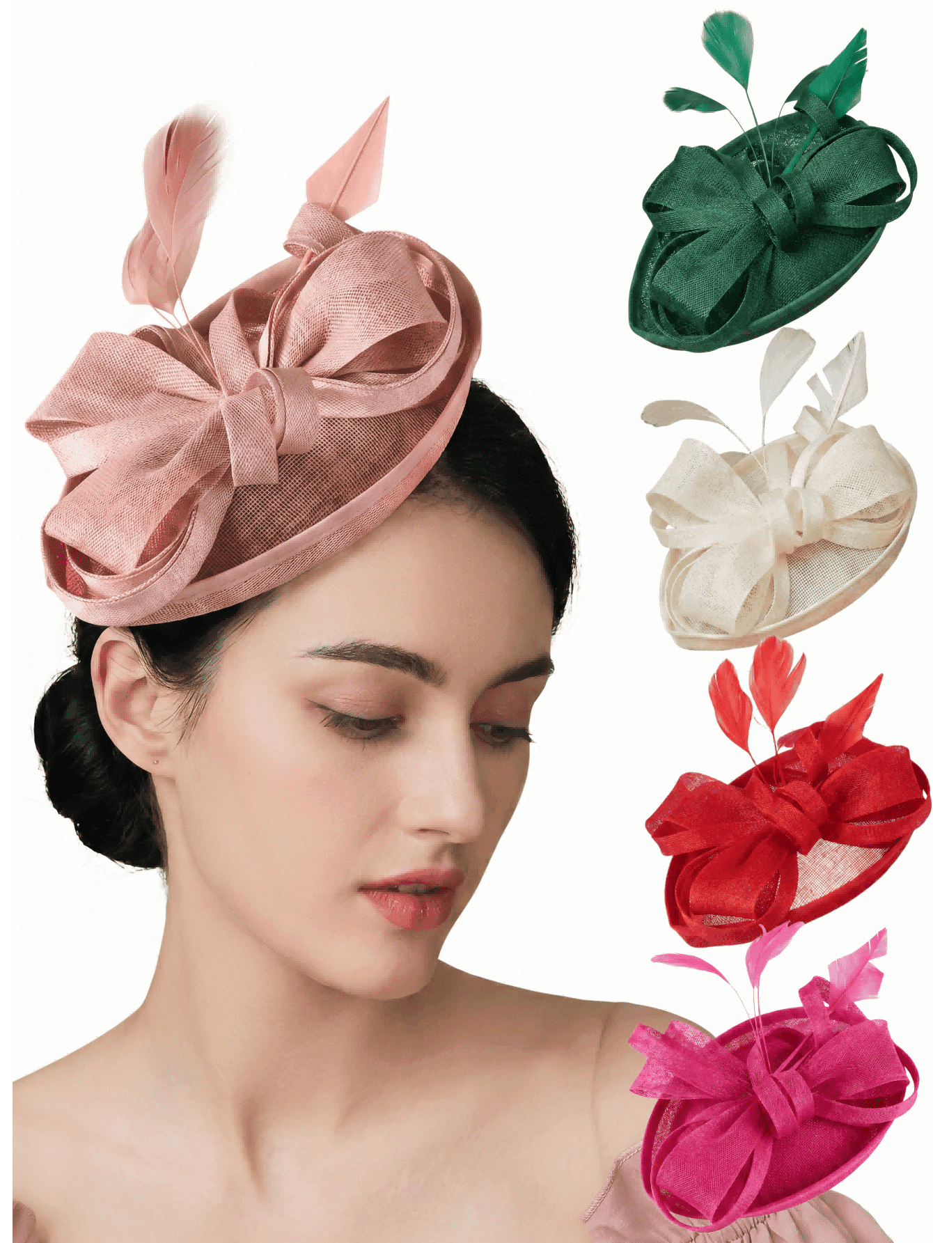 1Pc Fascinator Hat For Tea Party,Feather Kentucky Derby Hat For Bridal Wedding Fancy Party Headpiece Fascinators Headwear For Women