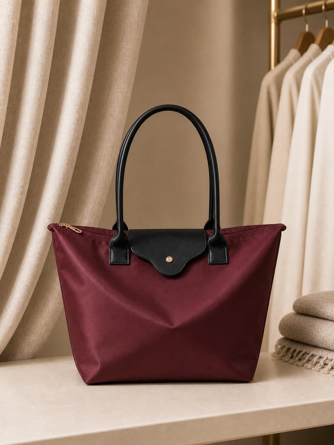 1pc Minimalist Versatile Casual Solid Color Large Zipper Large Capacity Women's Shoulder Tote Bag/Crossbody Bag, Can Add Pendant, Suitable For Shopping, Vacation, Work, Commute, Fashionable Women's Shoulder Tote Bag, With Top Handle Zipper Tote Bag, Waterproof Shoulder Bag, Dumpling Bag, Underarm Bag, Nylon Bag, Foldable Student Bag, Suitable For Travel, School And Office