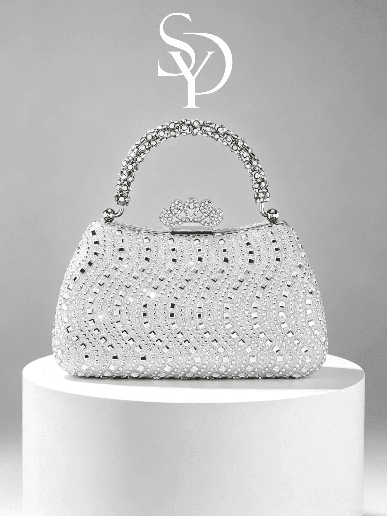 1pc Luxury Sparkling Rhinestone Handbag, Elegant Silver Evening Clutch, Perfect For Weddings, Bridal Parties And Formal Occasions