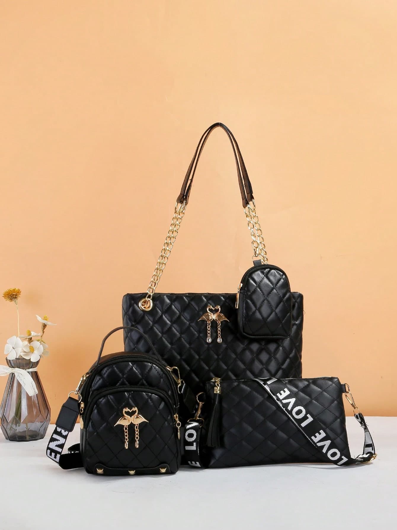 Bags > Women's Bags > Women's Combination Bag Fashion New Polka Dot Pattern Casual Buckle Zipper Adjustable Strap Tote Crossbody Shoulder Mini Women's Combination Bag