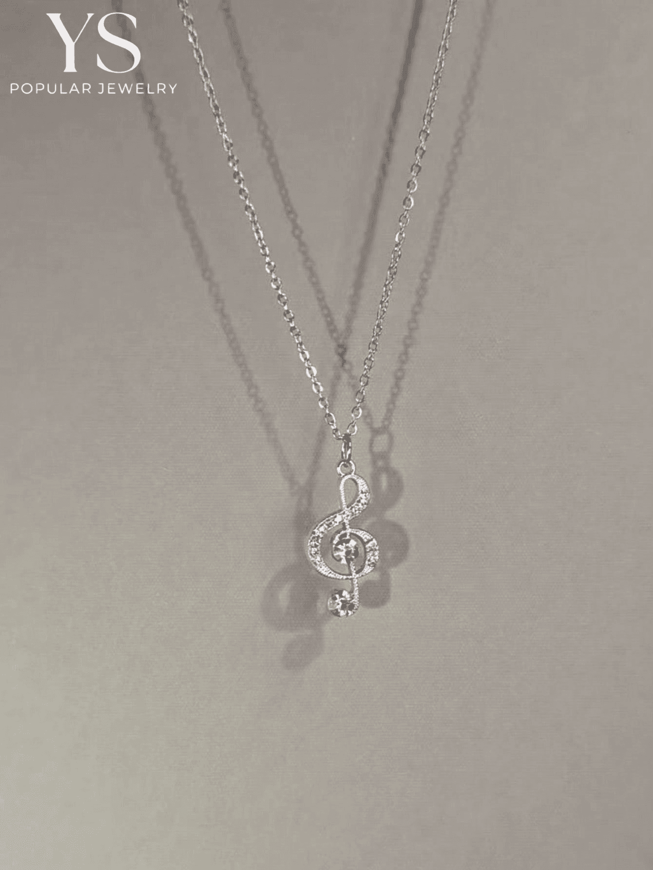2026 New | Best Seller | Women's Silver Treble Clef Rhinestone Musical Note Necklace With Elegant Silver Chain, Creating A Delicate And Charming Appearance.