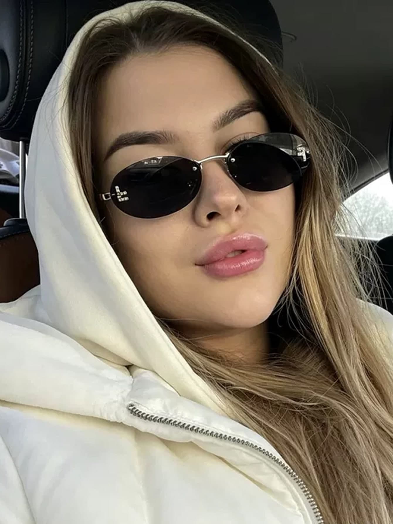 1PC Frameless Square Women's Fashion Glasses Summer Vacation Beach Accessory Ins Street Style Personalized Fashion Glasses Women's Driving Glasses Vintage Frameless Metal Glasses