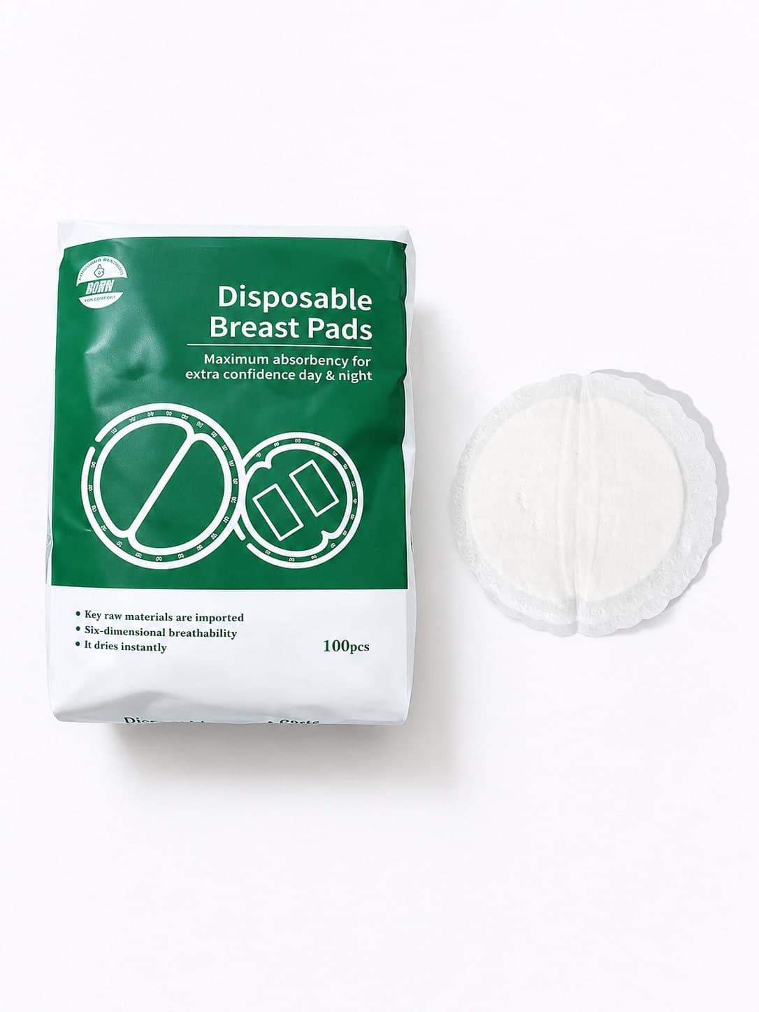 100pcs Disposable Breast Pads, Individually Wrapped Ultra-Thin Nursing Pads For Postpartum Leakage Prevention