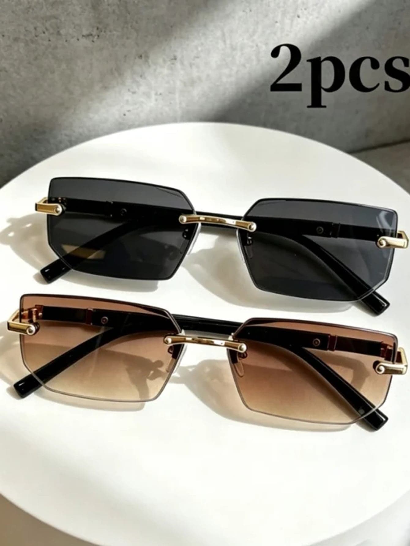 2 Pairs Summer Women's Fashion Glasses Set, Vintage Oval Metal Frame Decorative Glasses, Unisex Street Photography Daily Commute Decorative Glasses