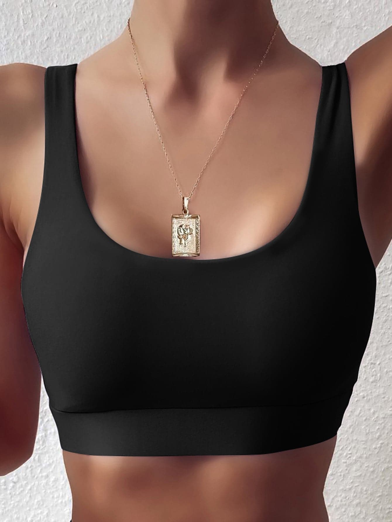 Swim Basics Summer Beach Plain Scoop Neck Bikini Top