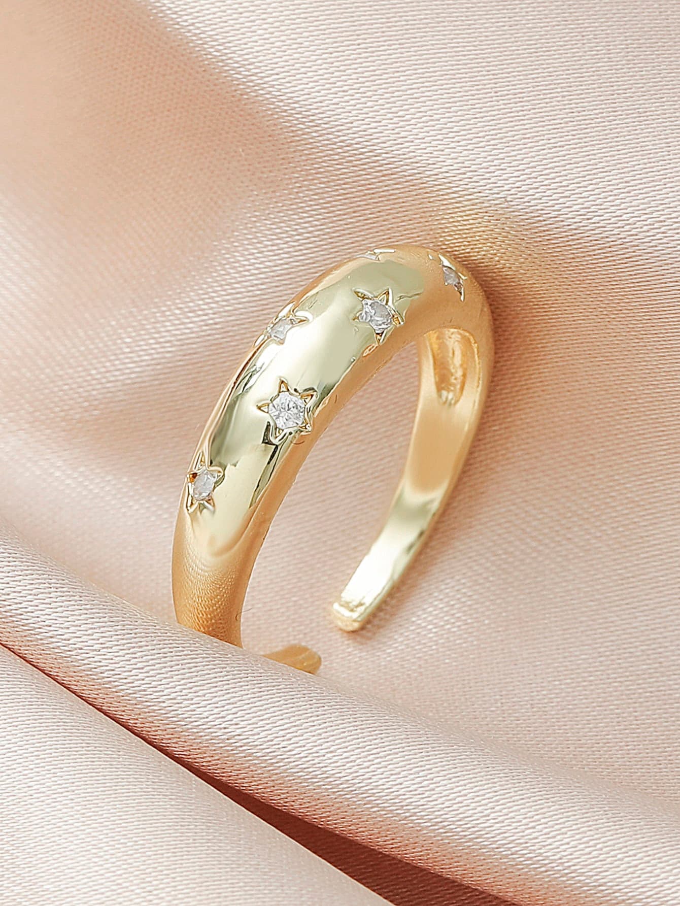 1pc Creative Retro Open Ring With Geometric Zirconia Star Decor, Fashion Accessories For Women