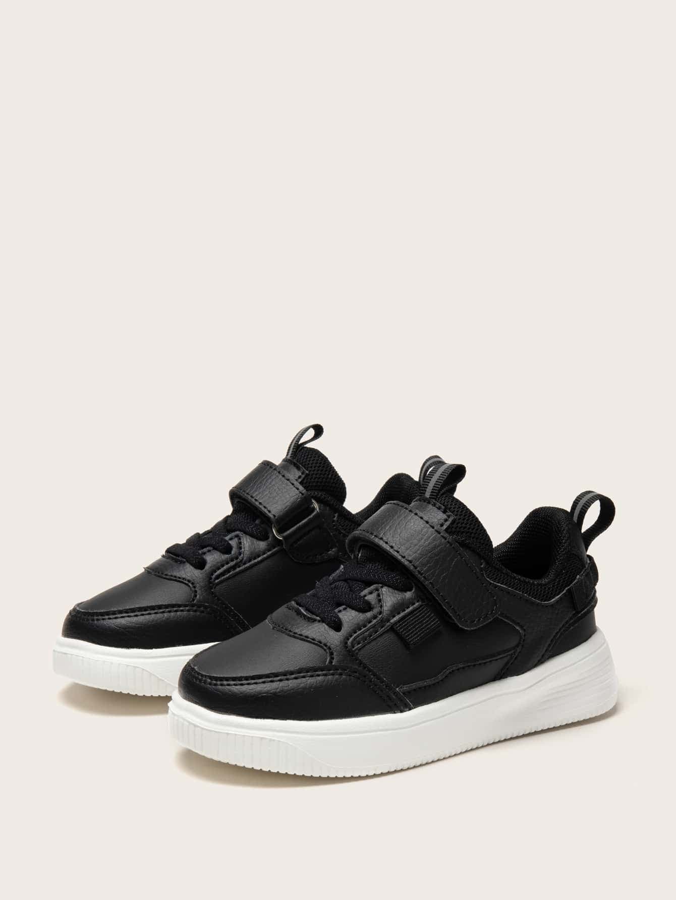 1 Pair Kids Imitation Leather Casual Sneakers, Lightweight & Comfortable Sport Shoes For Children, Suitable For Outdoor Activities & Running
