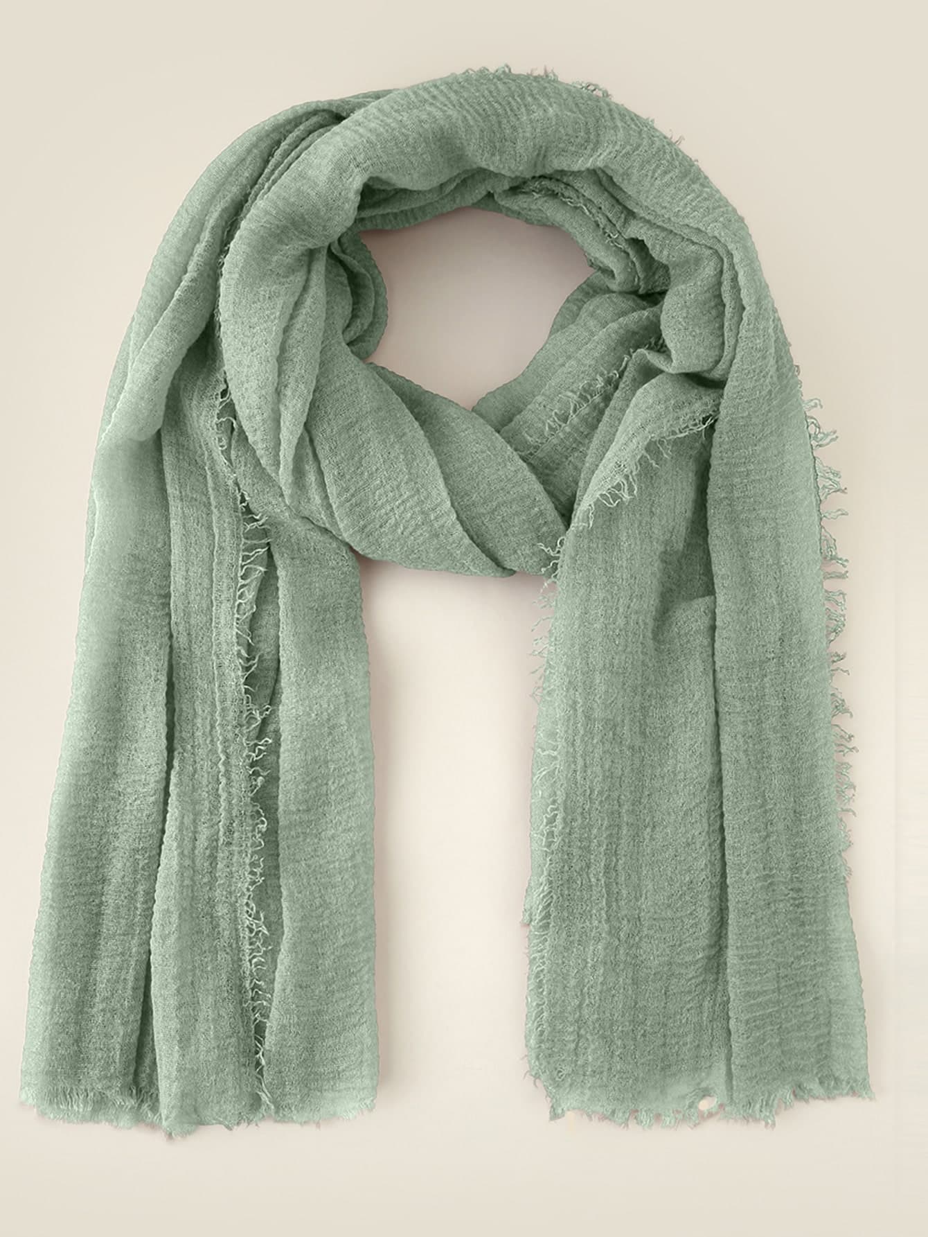 1pc Raw Hem Solid Scarf For Daily Life For Outdoor All Seasons Headband Soft Hijab Winter Fall Abaya Accessories Women Veil