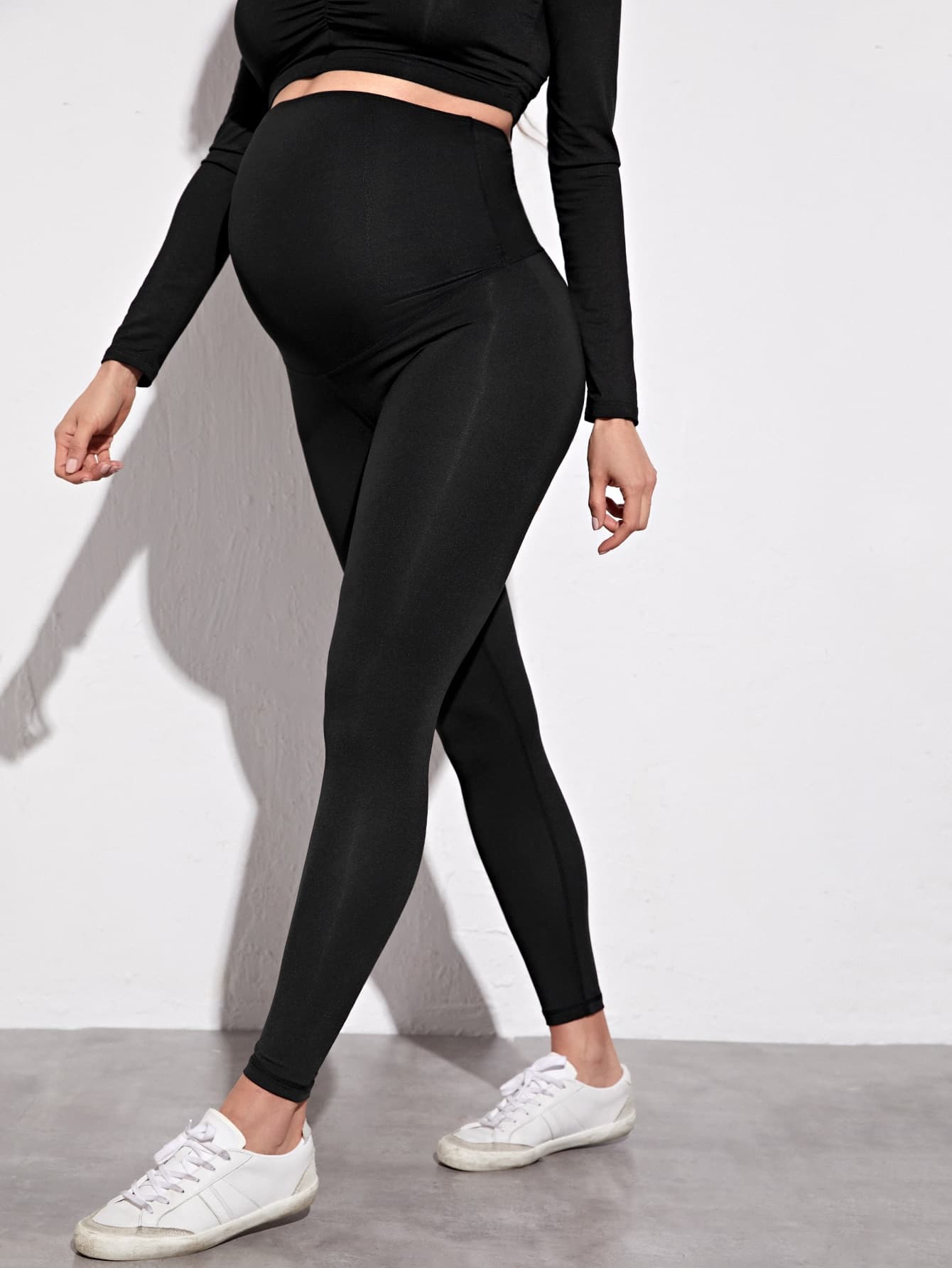 SHEIN Maternity Solid Wide Waistband Leggings