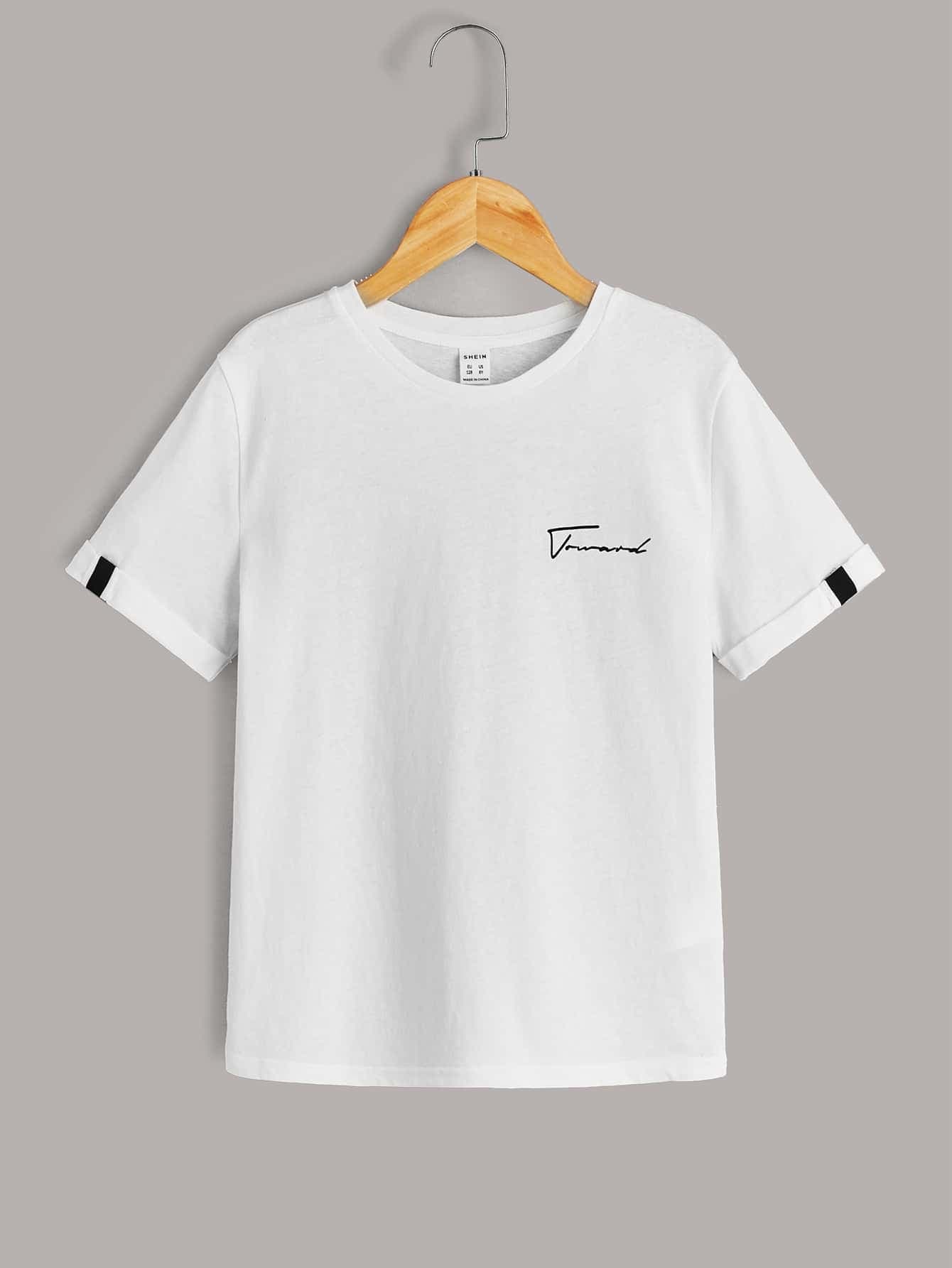 Tween Boy Letter Graphic Tape Cuff Top